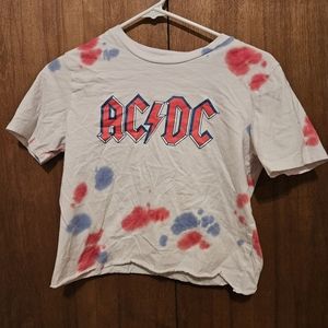 cropped tee ACDC tye dye women's size small